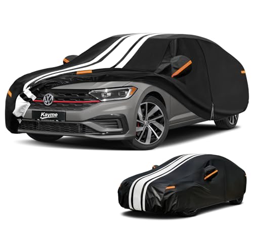 Image of Kayme Heavy Duty Car Cover Custom Fit for Volkswagen Jetta (2006-2026) | Waterproof All Weather for Automobiles, Gift with Tape /Towel /Bag, Outdoor Full Exterior Cover Rain Snow Sun UV Protection.