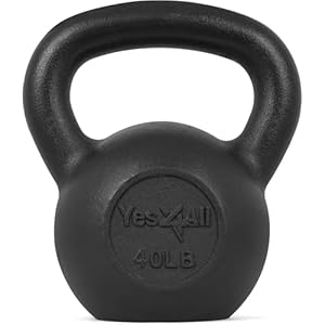 Yes4All Solid Cast Iron Kettlebell Weights Set – Great for Full Body Workout and Strength Training – Kettlebell 40 lbs (Black)