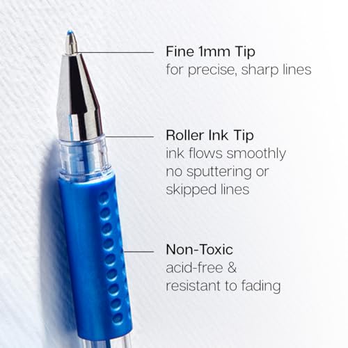 Image of KINGART 400-20 Comfort Grip Gel Pens, Set of 20 Unique Metallic Colors
