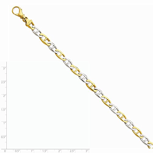 14k Two Tone Yellow Gold 6.5mm Hand Link Bracelet 8.25 Inch Chain Fancy H Lk Style Fine Jewelry For Women Gifts For Her 14k Two Tone Yellow Gold 6.5mm Hand Link Bracelet 8.25 Inch Chain Fancy H Lk Style Fine Jewelry For Women Gifts For Her - Image 7