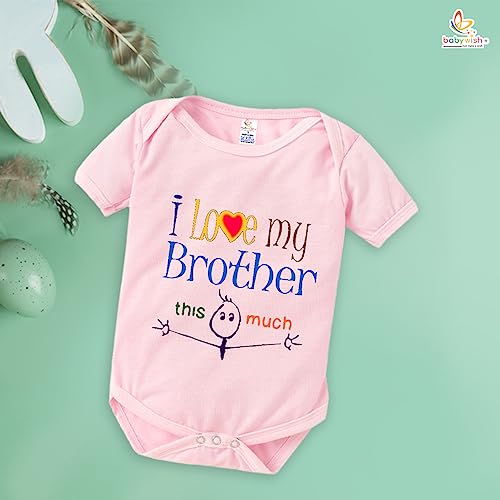 Image of baby wish RakshaBandhan Romper for Kids Rakhi Bodysuit Brother Sister Matching dress my 1st rakshabandhan gift Half Sleeve Unisex Romper Red Romper I LOVE BROTHER