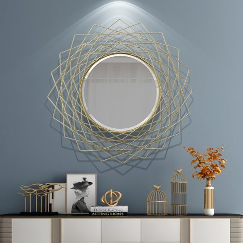 Miroir d'appoint en métal géométrique moderne pour salon et chambre - 6