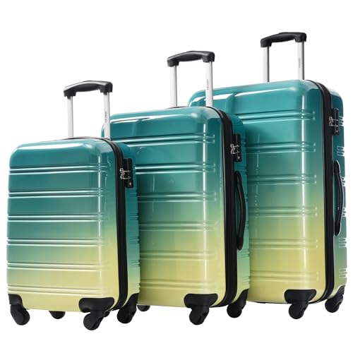 Merax Gradient Color Luggage Set,3 Piece Expandable Lightweight Hardshell with Spinner Wheels and...