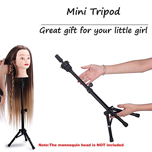 Adjustable Wig Head Stand Tripod Mini Mannequin Head Stand Metal Holder For Mannequin Head, Hairdressing Training Head Mold Mannequin Salon Hair Clamp, Black #TOP1