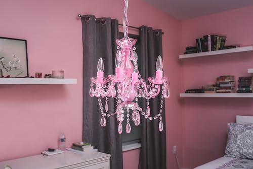 Image of The Original Gypsy 4-Light Flush Mount Crystal Chandelier, Pink
