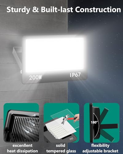 Miniatura 2 de Hapylumi Focos Led Exterior, 2 Piezas 300w 30000lm 6500k Floodlight Blanco Frío, Ip67 Impermeable Proyector Led Exterior Iluminación De Seguridad Para Jardin Patio Garaje Granja Almacén Estadio