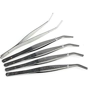 Sellify 10 PCS 17CM jardinage en acier inoxydable Plante en pot courbé Brucelles Tool Set