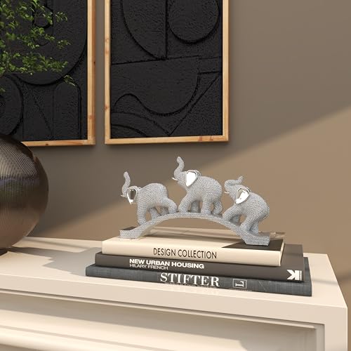 Escultura Decorativa Elefante de Polystone Plata 2x14x7 in miniatura 7