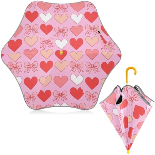 Paraguas de lluvia para niños con diseño de corazones y tira de seguridad