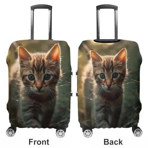 Travel Luggage Cover Elastic Suitcase Protector Anti-Scratch Washable Kitten Walking on The Grass Luggage Sleeve Tsa Approved Carry on Covers Baggage Cover Fits 18-32 Inch Luggages3