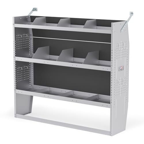 AA Products Inc. SH-4605 Steel Low/Mid/High Roof Van Shelving Storage System Fits Transit GM NV Promaster Sprinter and Metris Contoured Shelving Unit 52 W x 46 H x 13 D