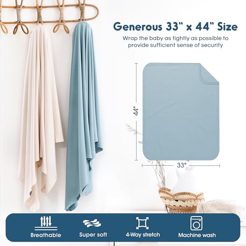 GRSSDER 2 Pack Newborn Swaddle Blanket, Ultra Soft Stretchy Jersey Knit Extra Large Size 33 x 44 Receiving Blankets for Easy Swaddling Baby Snug and Cozy - Thumbnail 3