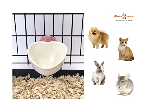 Choco Nose Patented Removable Heart Shaped Food Bowl For Dogs/Puppies/Rabbits/Cats/Guinea Pigs/Chinchillas/Birds -Water Dish For Small Pets Or Animals - For Wire Cages Or Crates 8 Oz, Pink (C607) #TOP2