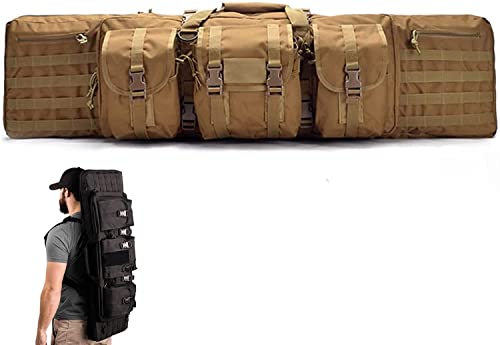 TPFRUPGD Double Rifle Case, Tactical Carbine Gun Bag Pistol Airsoft Sniper Shotgun Long Gun Firearm Military Transportation Lockable Hunting Equipment Carry Bag ArmyGreen,118cm(Sand Color,118cm)