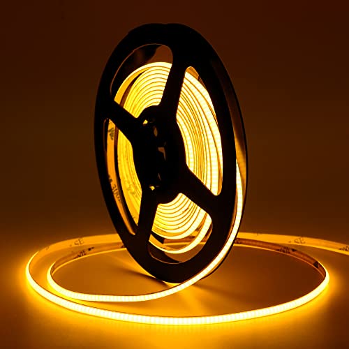 Tayire DC12V Ruban LED COB Orange, 5m 480LED/m Néon Bande Lumineuse LED, 4mm LED Strip Rubans à LED COB pour chambre à coucher Cuisine Maison Décoration intérieure(seule bande led)