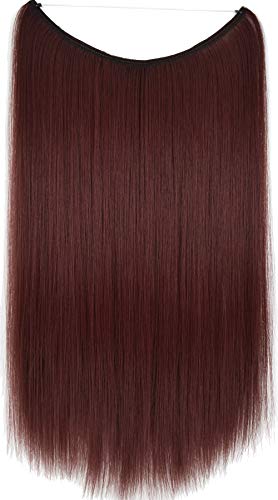 TOPREETY 24"100gr Halo Hair Extensions Elastic Invisible Wire Attached Burgundy red #118