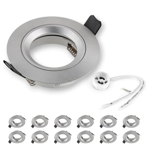 SEBSON Einbaustrahler rund Alu gebürstet 6er Pack, Einbaurahmen Lochdurchmesser 65mm, Decken Spot inkl. GU10 Fassung für LED/Halogen