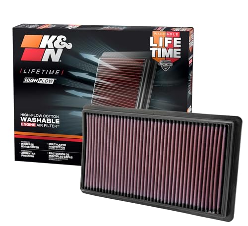K&N High-Flow Original Lifetime Engine Air Filter: Increase Power: Premium, Washable: Compatible with Ford/Lincoln/Mazda: (See Product Description for Select Models) 33-2395