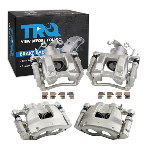 Image of TRQ Front and Rear Brake Caliper Set Zinc Coated Brackets Hardware Compatible with 2015-2019 Ford Transit-150 Transit-250 Transit-350