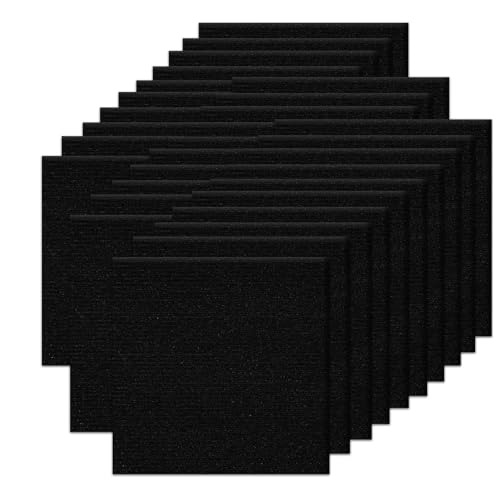 Orgthin 30Pcs Carpet Tiles Peel and Stick, Self Adhesive Carpet Floor Tile 12” x 12”, Black Soft Padded Flooring Sticker, Home Decor for Bedroom Living Room Office, 30 sq ft per Box