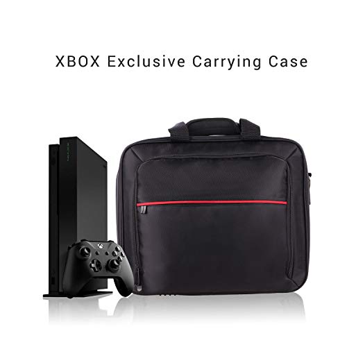 Xbox Carrying Case Compatible with Xbox 360/ Xbox One/ Xbox One X/S Large Capacity Xbox Travel Case for Xbox Game Console and Wireless Controllers, with Padded Shoulder Strap - Fits All Xbox Models