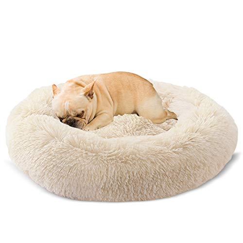 Docatgo cama cão gato grande pequena cama animal de estimação redondo felpa sofá macio cão animais domésticos inverno, confortável e lavável, 60 cm