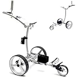 Nuxyyds Chariot De G-olf électrique à 3 Roues avec Télécommande, Vitesse De 12 Km/H Et Inclinaison De 30°, Distance De Croisière Fixe De 10 M/20 M/30 M, Fonction Mémoire Marche/Arrêt
