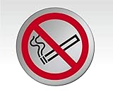 Panneau Signe interdiction de fumer imprimé disque 75 mm finition argentée