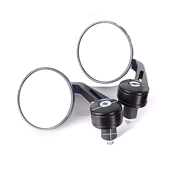 SGTB Bar End Rear View Round Bar Grip Edge Mirror for RE Bullet 350 500 Bajaj Pulsar 150 180 200 Ns Scooty and Bikes- Set of 2