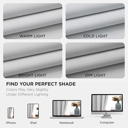 Image of Joydeco White Curtains 45 Inches Long 2 Panels Set, Thermal Insulated Long Curtains& Drapes 2 Burg, Room Darkening Grommet Drapes for Living Room Bedroom Window (W52 x L45 Inch, Greyish White)