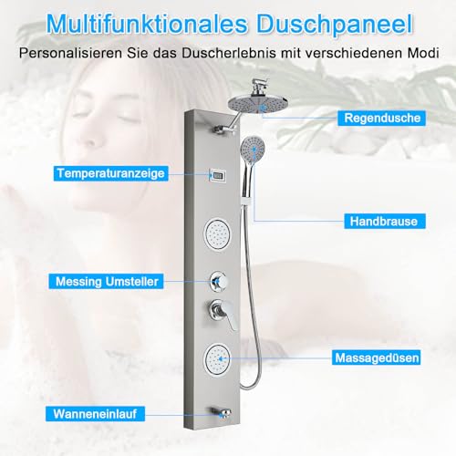 Panneau de douche acier inoxydable 304 brossé premium
