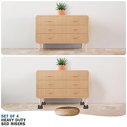 ANNKUT Bed Risers 3 Inch Heavy Duty, Furniture Risers for Bed Desk Table Sofa Couch,Oversized Bed Lifts Risers,Support up to 5000 Lbs(4 Pack Black)