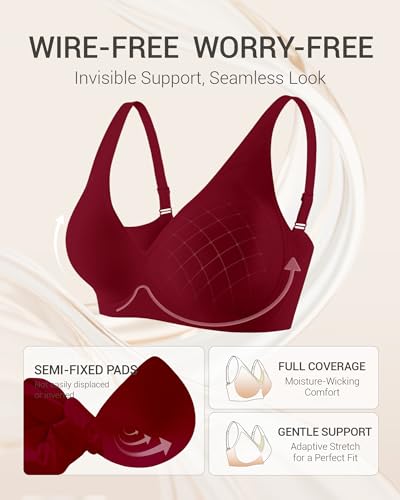 Image of Gailife Deep V Jelly Bras for Women No Underwire Wireless Seamless Push Up Bra Comfort Support Plunge Bralette Full Coverage
