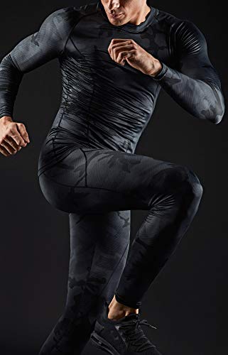 Calça masculina de compressão térmica TSLA DRST, leggings esportivas e meia-calça de corrida, calça
