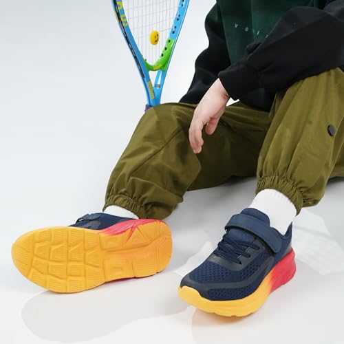 Tobfis Boys Girls Kids Arch Support Tennis Athletic Running Shoes Breathable Lightweight Strap Casual School Walking Sneakers(Toddler/Little Kid/Big Kid)3