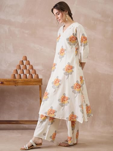 Image of INDO ERA Women Pure Cotton Kurta Palazzo Set | Printed Kurta with Palazzo Pants | Summer Friendly, Office Wear Co-Ord Set | Co Ord Set For Women Stylish