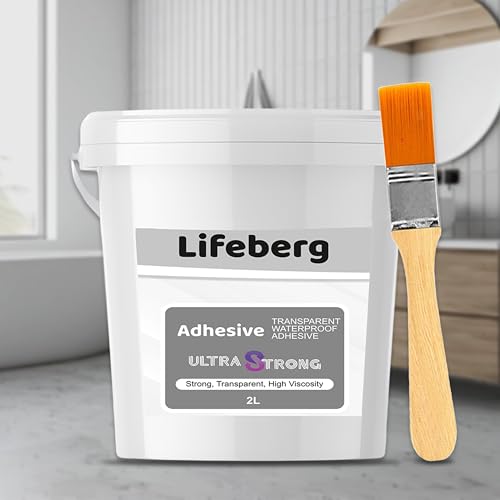 Image of Clear 2L Transparent Waterproof Glue for Roof Leakage Crack Seal Agent Roof Water Leakage Solution Water Proof Glue Waterproofing Resin Epoxy for Wall, Tile and Pipes with Brush