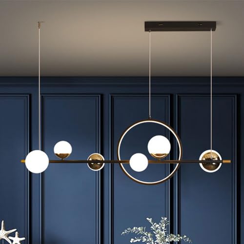 Lustre suspendu LED moderne du milieu du siècle à 7 lumières pour salon et cuisine