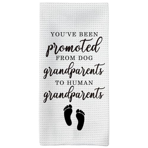 Promoted to Grandparents Dish Tea Towel
