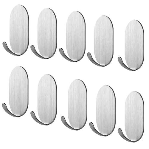 KYHYFJMD Sticky Adhesive Hooks 10 Pack Stainless Steel Stick Hooks