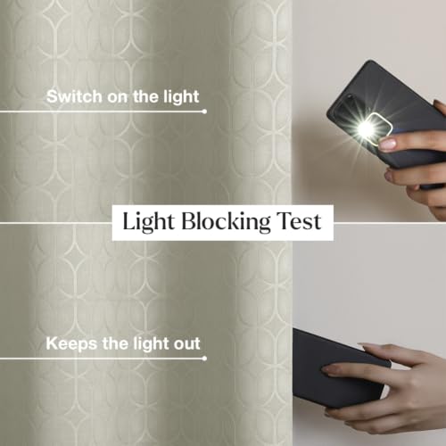Image of HOMEMONDE 100% True Blackout Curtains 6 Feet Window - Set of 2 Curtains| Embossed Design | Light Block Thermal Insulated & Noise Reducing Room Darkening Curtains (Off White, 72Inch)