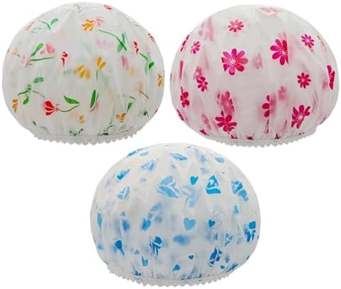 6 Pattern Reusable Shower Caps - Waterproof Hair Protection For Women & Men With Fun Floral Designs