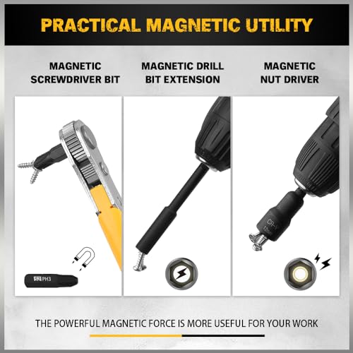 Elead ED70015 47-Piece Magnetic Nut Driver & Screwdriver Bit Set - Strong Magnetic Nut Drivers For Impact Drill, Power Nut Driver, Screwdriver Bit, Mini Ratcheting Wrench, Drill Bit Extension & Socket Adapter thumb #2