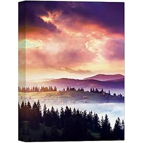 SIGNWIN Canvas Wall Art Purple-Yellow Sky Over Blue...