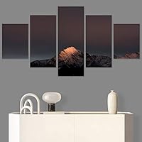 SIGNWIN 5 Panel Canvas Wall Art Snow Mountain for Home Decorations Ready to Hang - 60