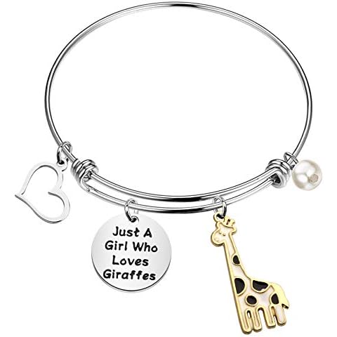 FAADBUK Funny Giraffes Bracelet Animal Lover Gift Just A Girl Who Loves Giraffes Jewelry Bracelet Giraffes Lover Gift Giraffes Jewelry, Metal, copper Cover