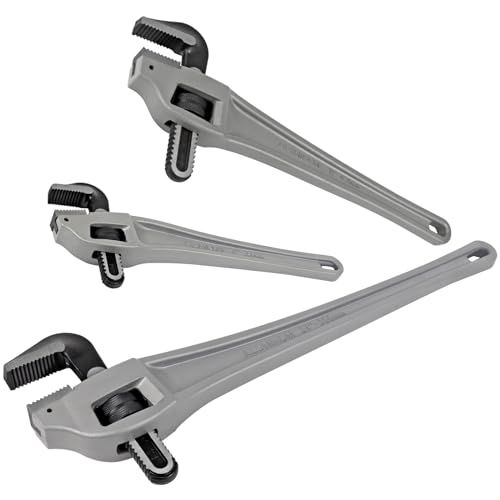 Image of Aluminum Offset Pipe Wrench set,Adjustable Jaw Capacity, Heavy Duty Alum Handle Plumbers Wrench with Drop Forged Steel Jaw(CR-V), Perfect Plumbing Tool Exceed GGG Standard