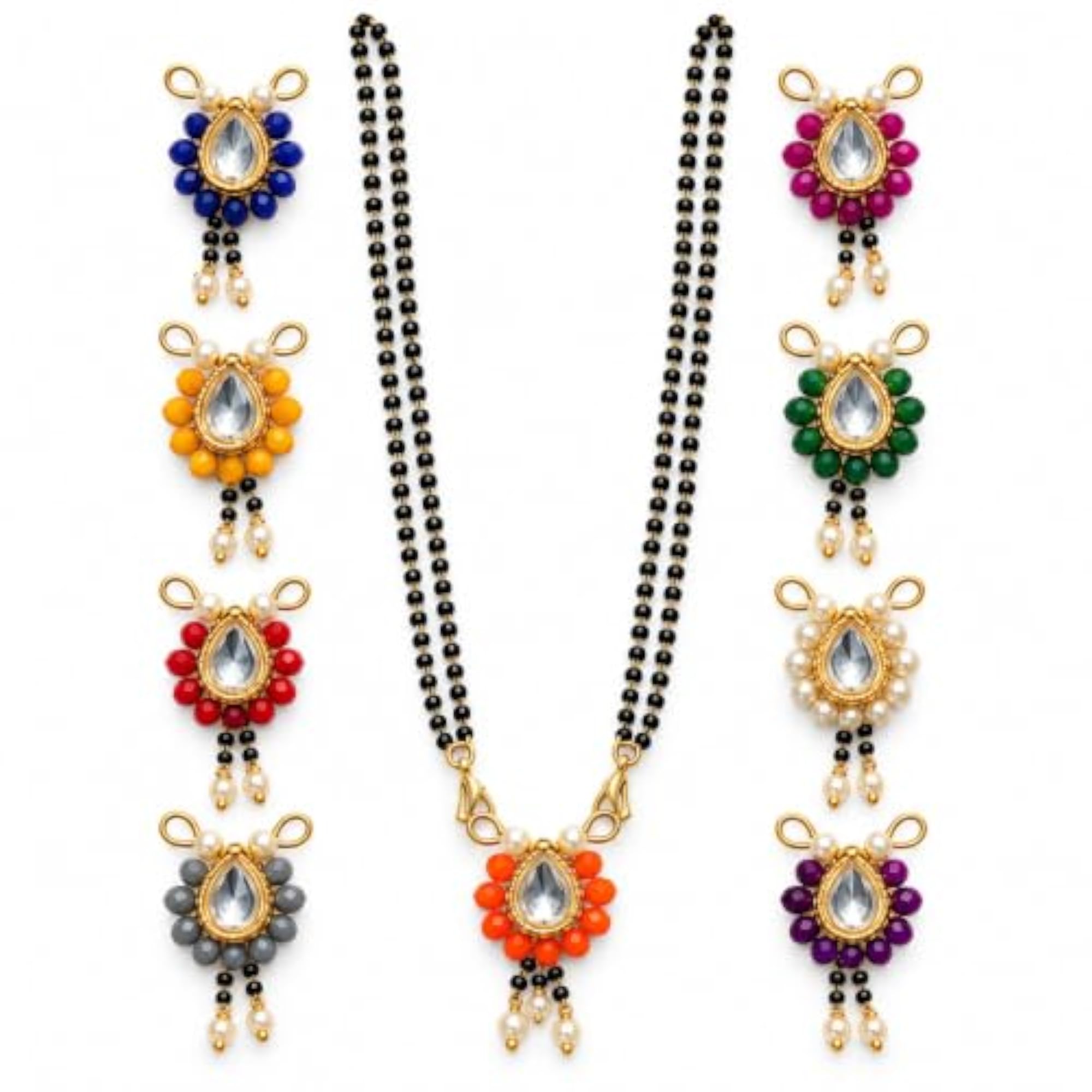 Multicolour Navratri Special Drop Design Mangalsutra Combo Set