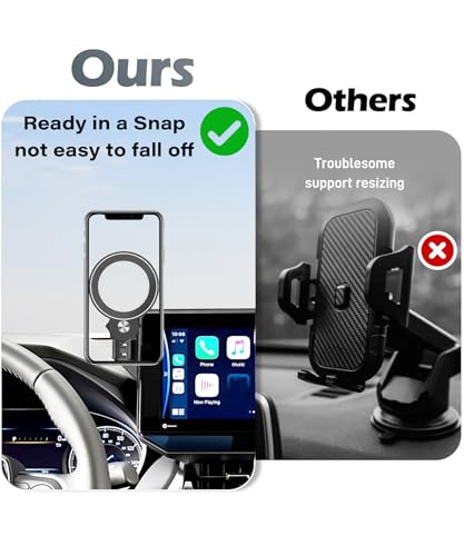 Image of Car Phone Holder for Toyota Venza 2021-2024 12.3 inch Screen Accessories | MagSafe Strong Magnetic Clip-On Cell Phone Mount, 360 Rotatable Hands-Free Holder, Not Block Air Vents