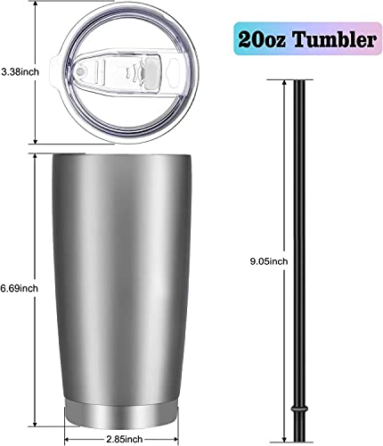 Vegond 20Oz Tumbler With Lid And Straw Stainless Steel Tumbler Cup Bulk Vacuum Insulated Double Wall Travel Coffee Mug Powder Coated Coffee Cup(Stainless 12 Pack） #TOP3